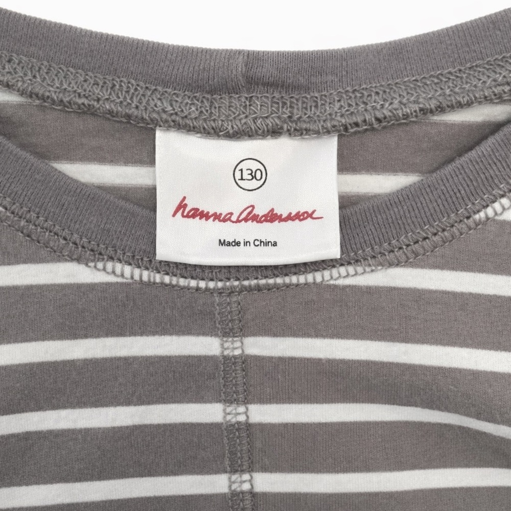 Hanna Andersson Striped Peplum Tops Bundle Size 8 Pink Gray Long Sleeve Girls - Picture 3 of 8